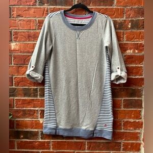 Tommy Hilfiger Womens Medium Gray Stripe Roll Tab Tunic Sweater Dress